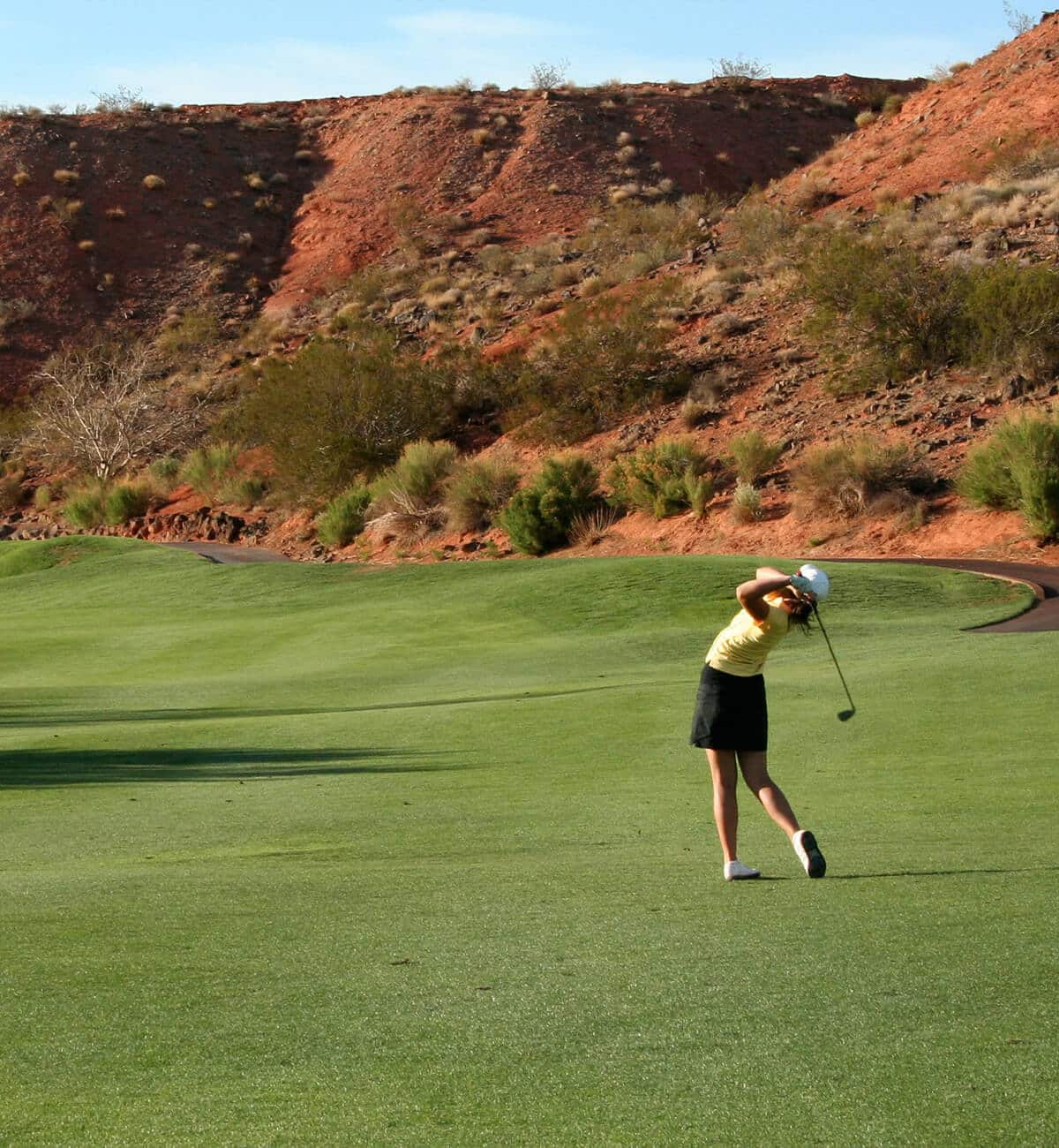 person golfing