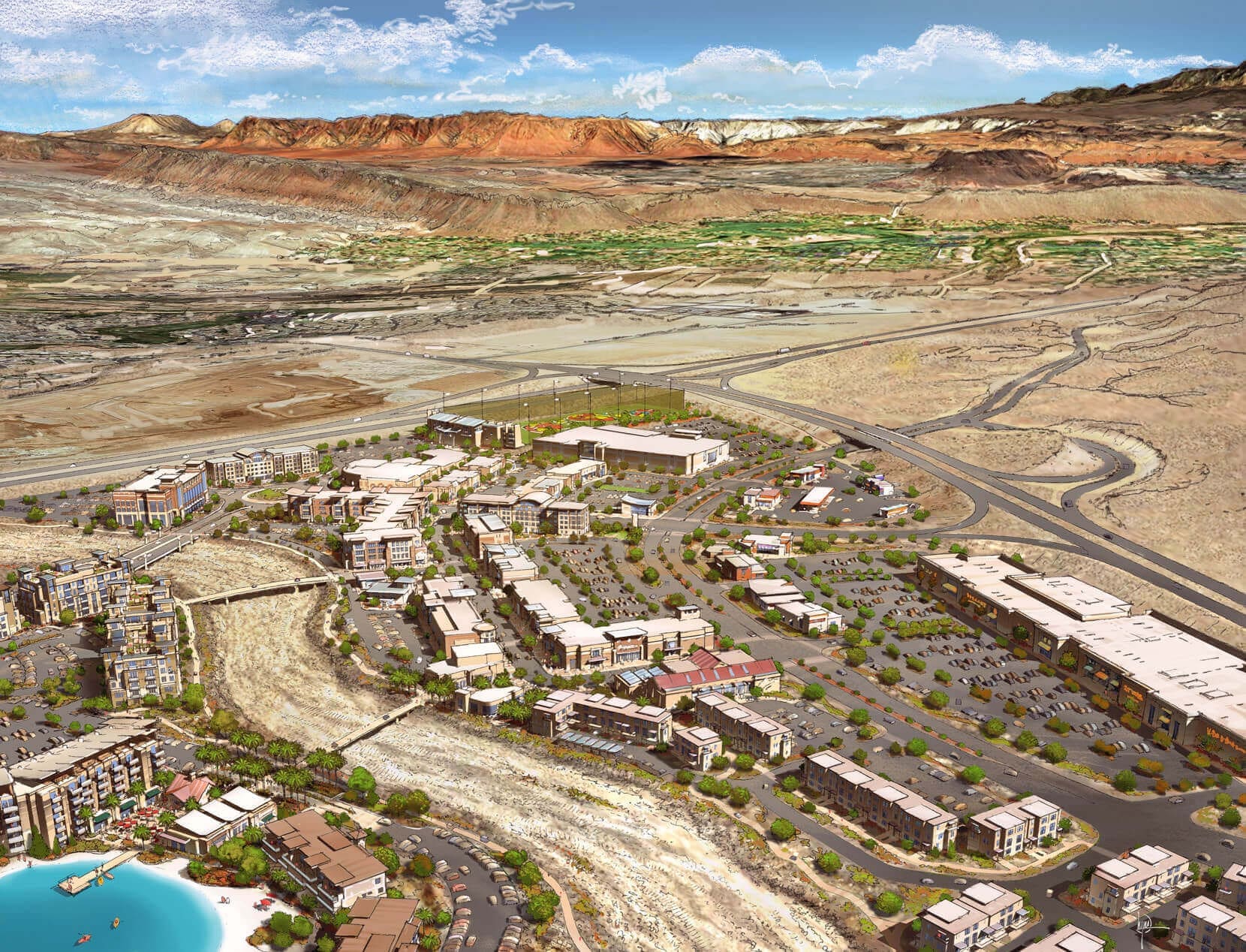 Desert Color Aerial View 3D Rendering