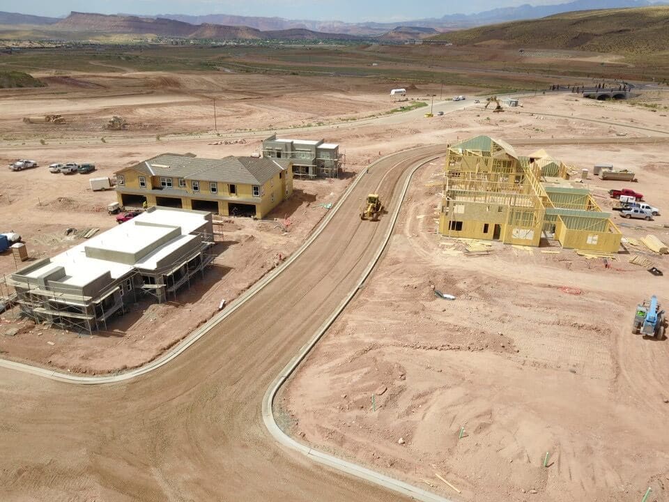 Building Homes Desert Color Construction Aerial View