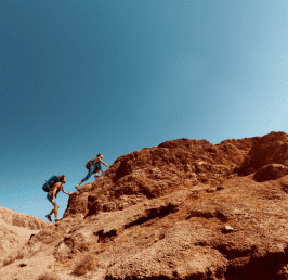 rock climbers on a mountain