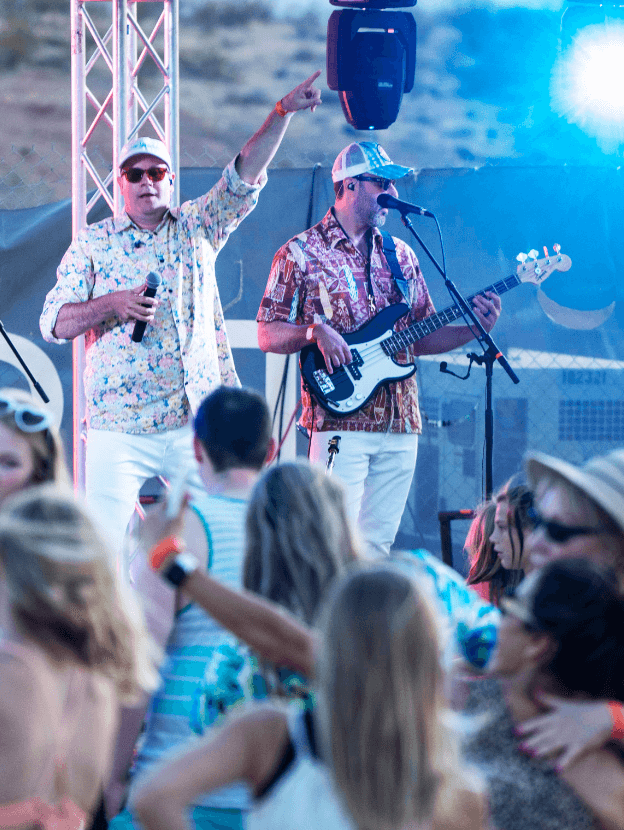 band on stage performing