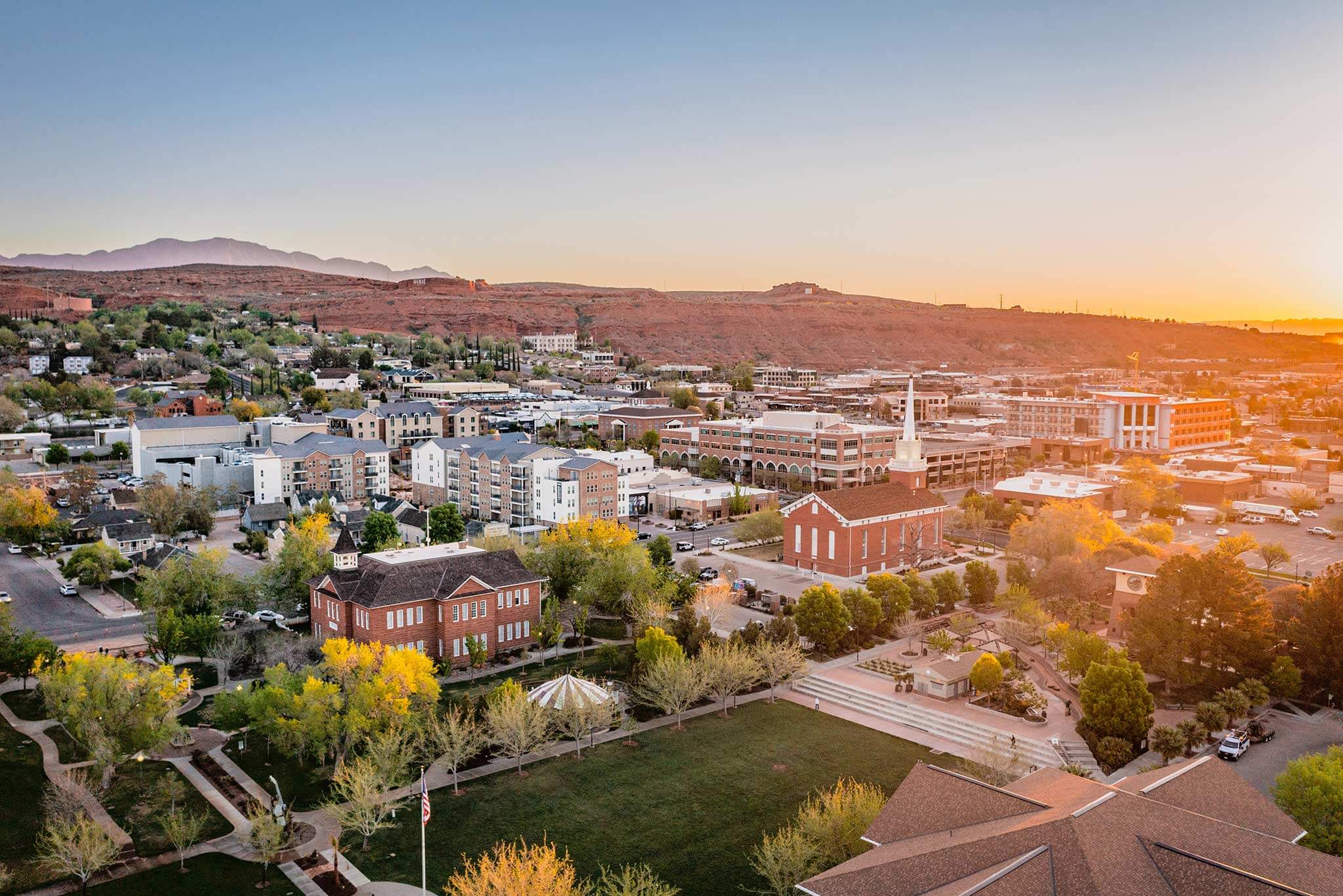 arial view of downtown St. George
