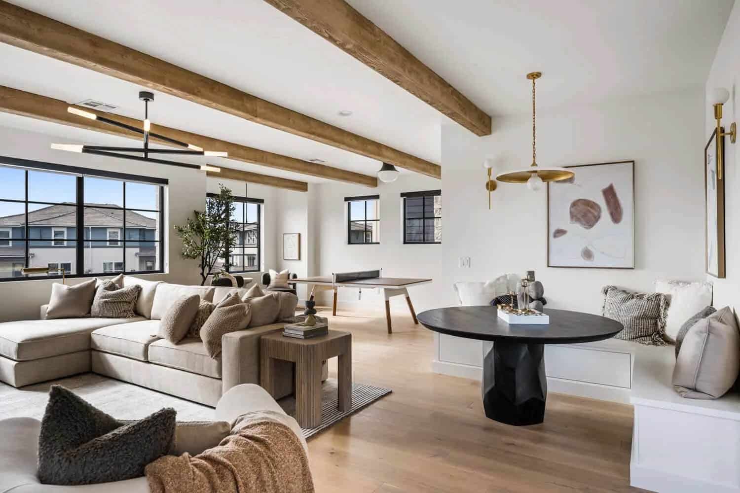 living room of a nightly rental at desert color