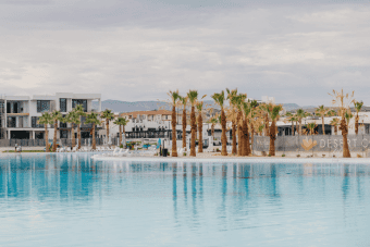 arial view of the lagoon at desert color