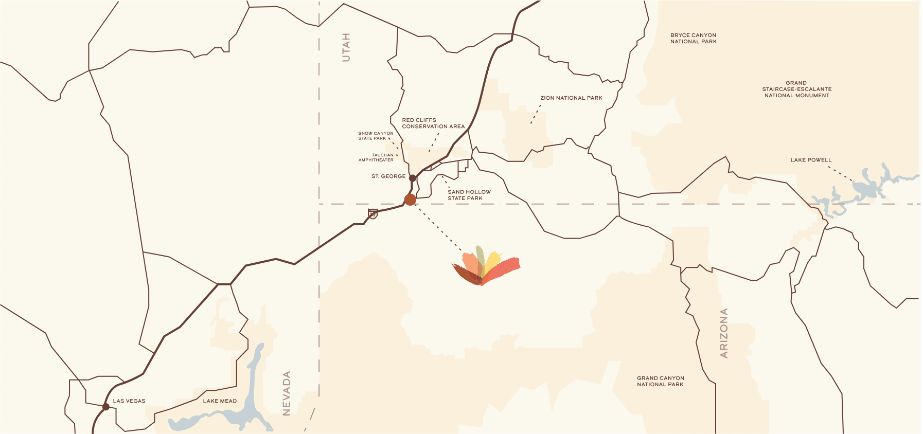 map of desert color and the surrounding area