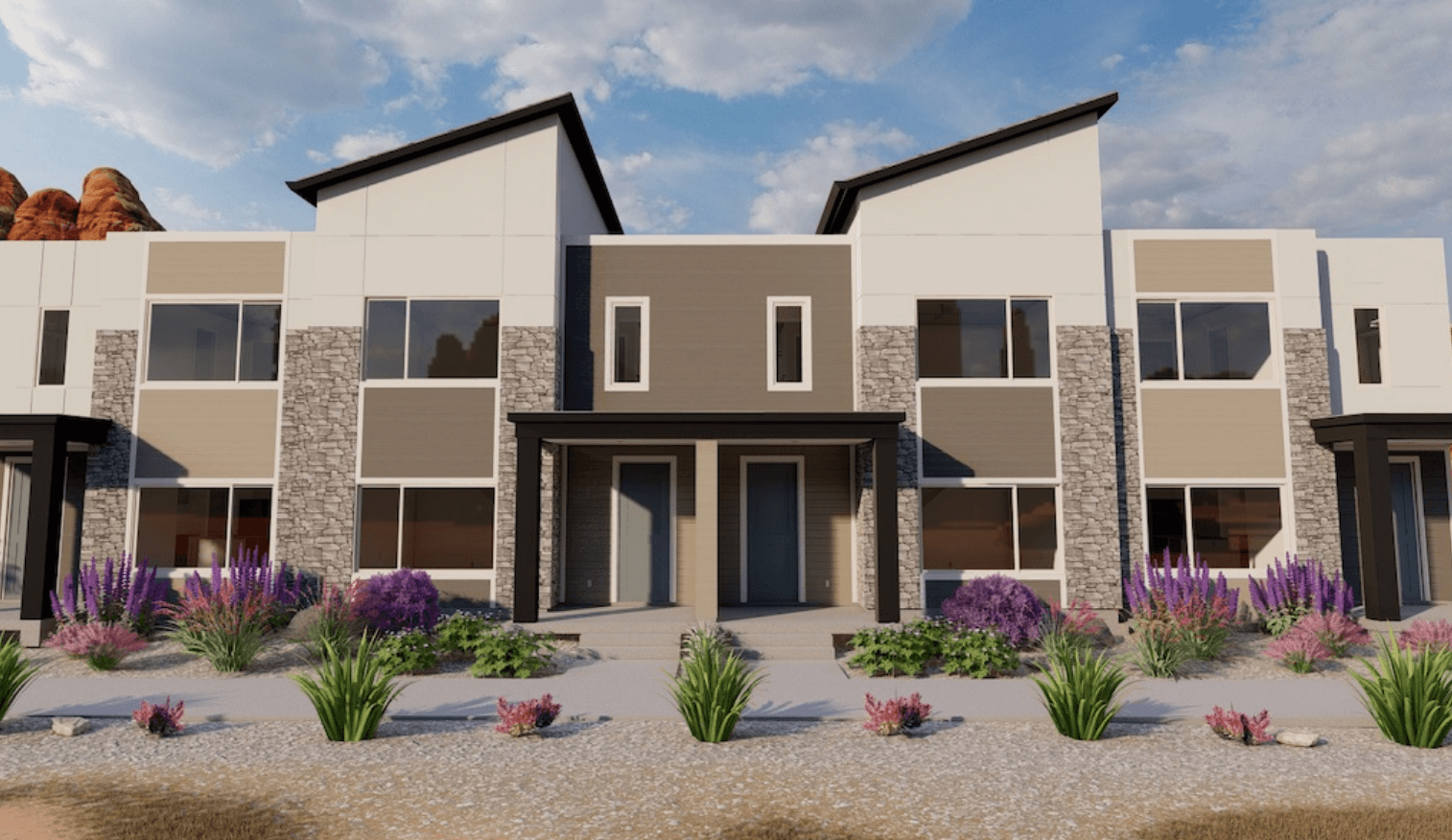 exterior of townhomes at desert color