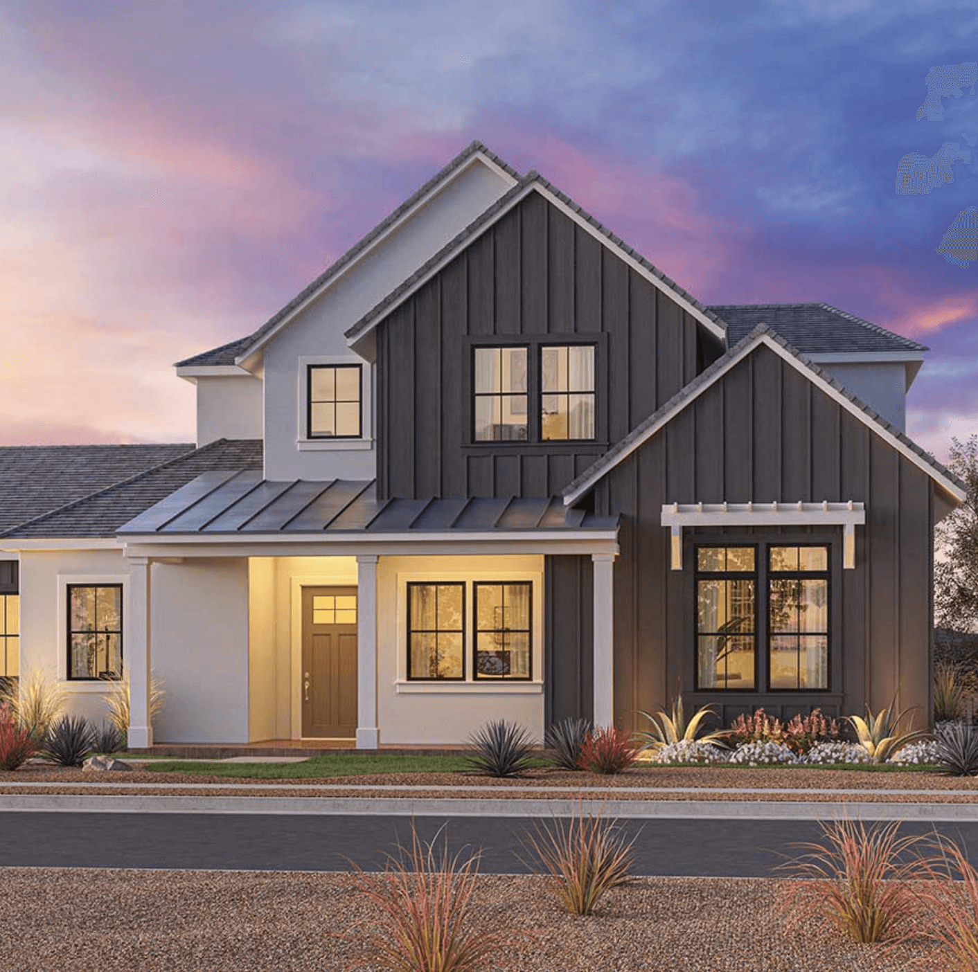 Exterior view of a home in desert color