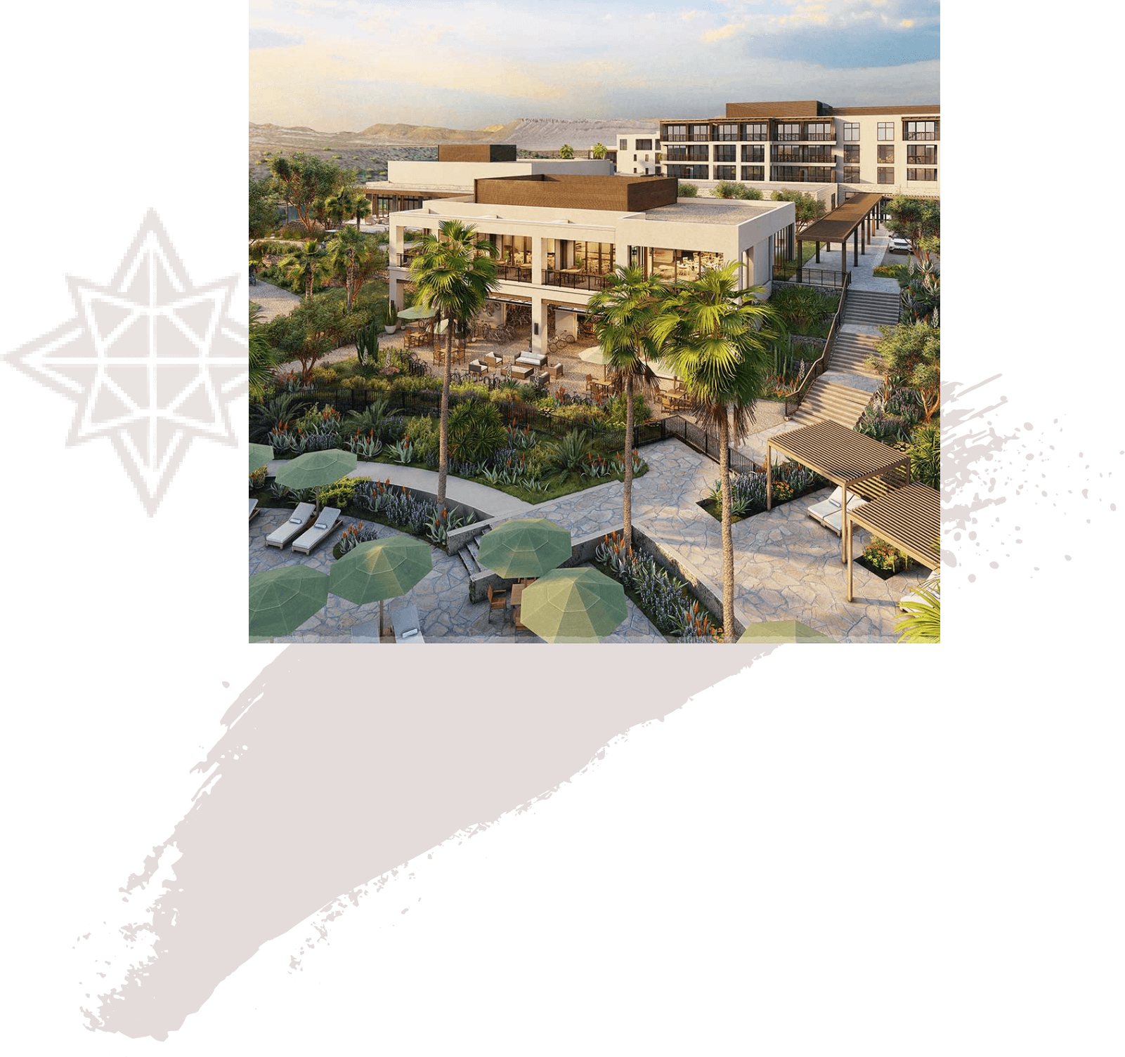 Arial view of homes at desert color