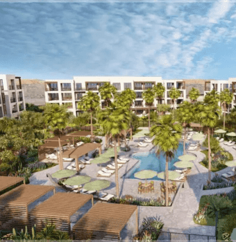 Arial view of luxury homes at desert color