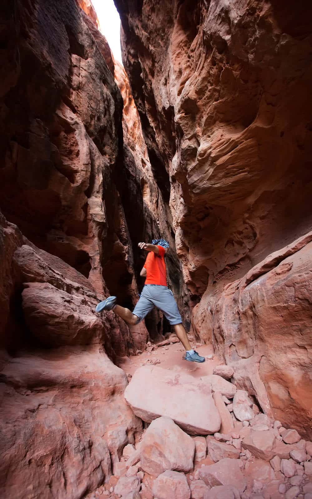 person hiking at a national park in southern utah