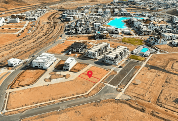 aerial photo of lot space in desert
